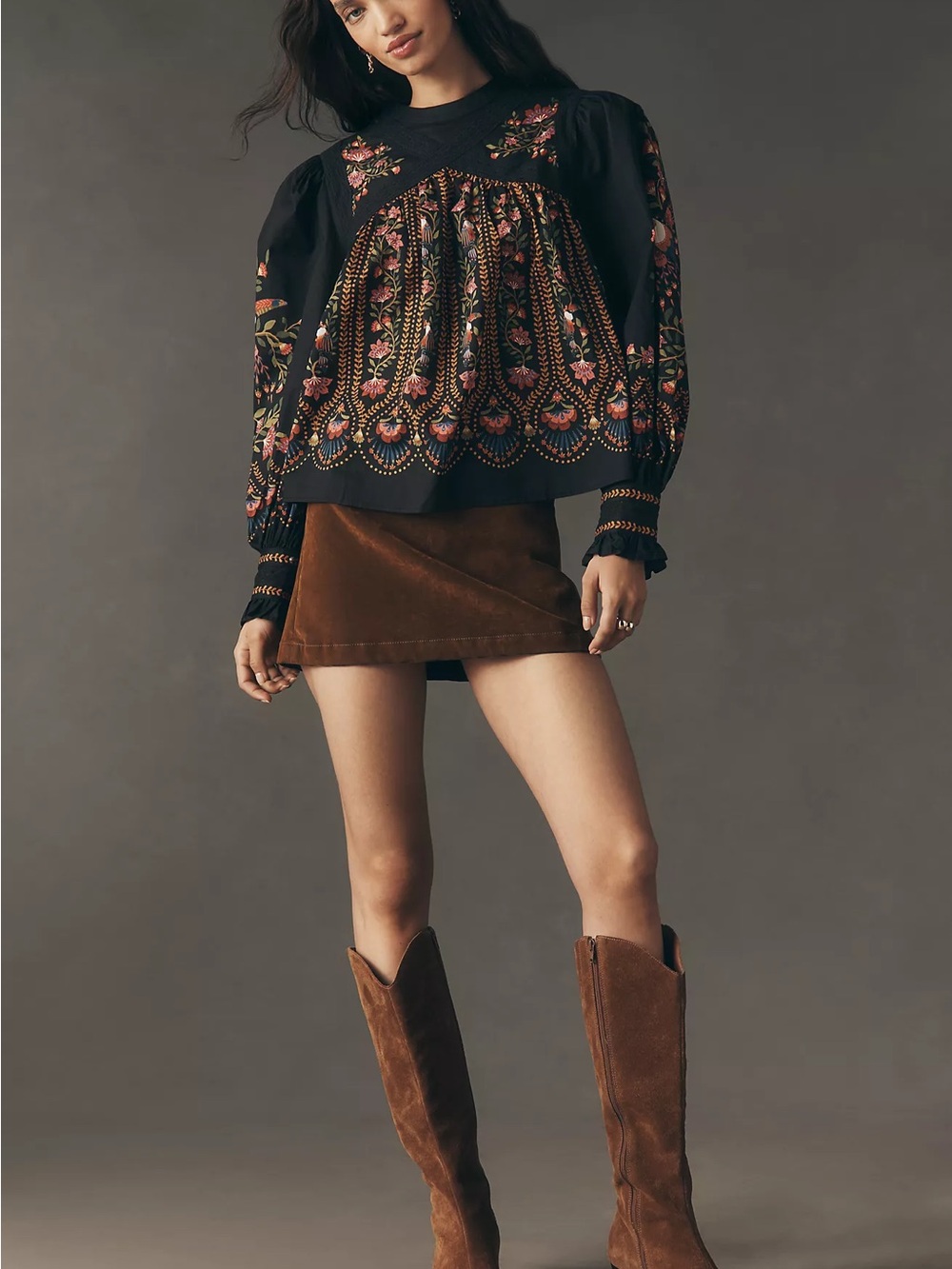 Farm Rio x Anthropologie Long-Sleeve Lace Blouse size M